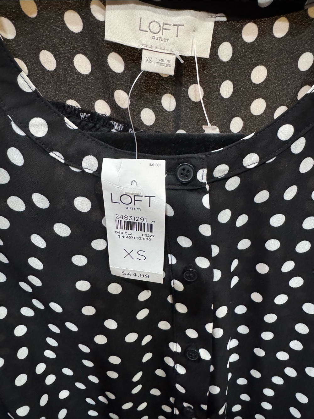 48.LOFT Black and White Polka Dot Sleeveless Blouse - Picture 7 of 9